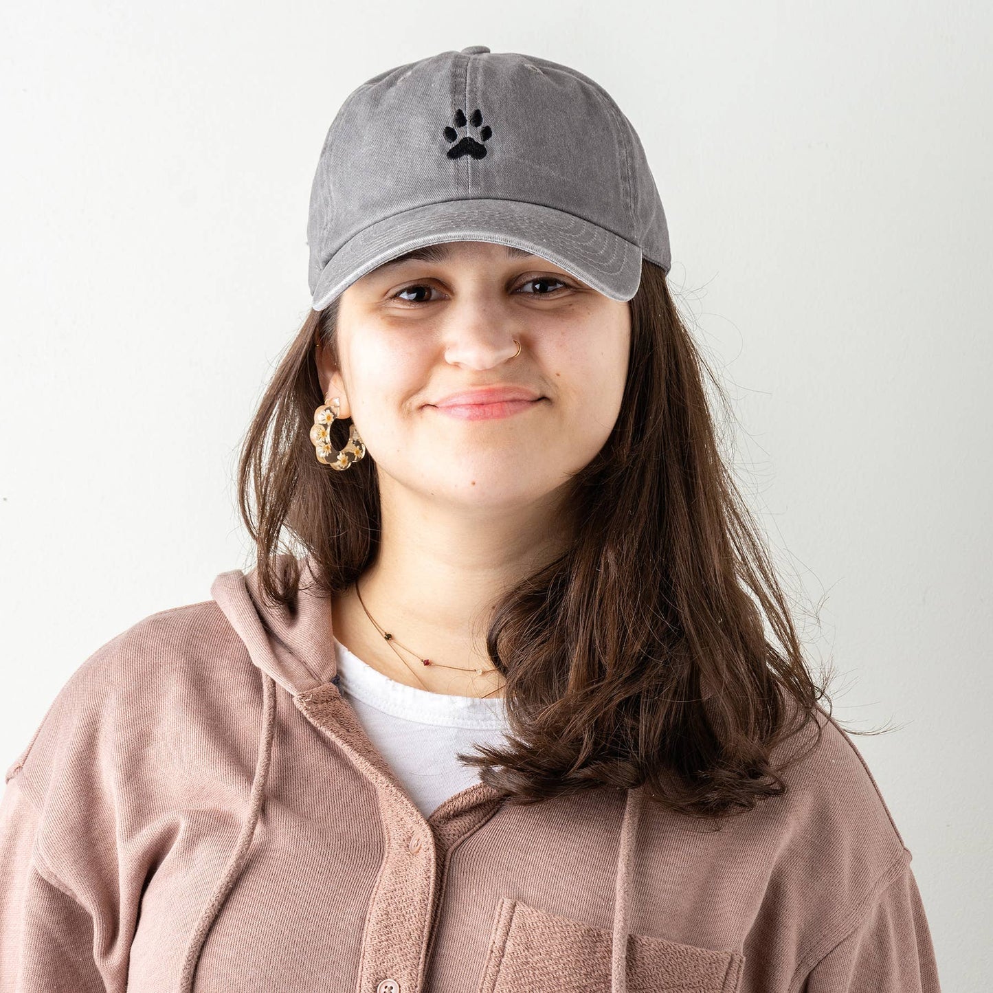 Love My Rescue Baseball Cap. White with black paw print. Adjstable.