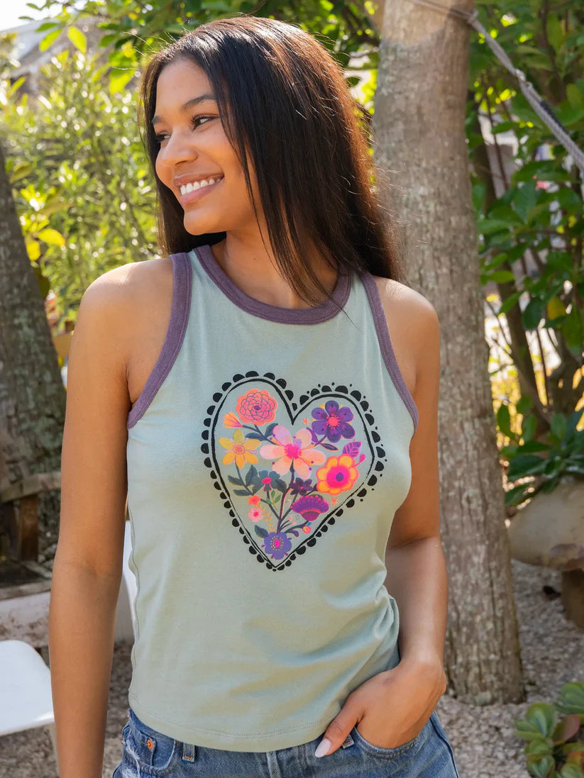 Ladies tank top floral heart Bay Heart by Natural Life brand.