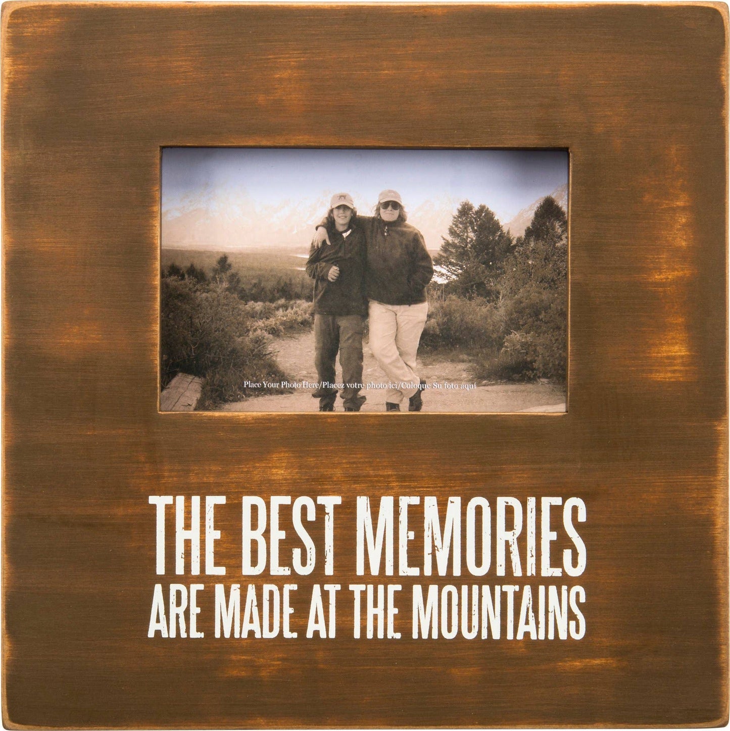 Wood picture frame brown best memories made in the mountains