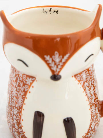 Fox shape mug ceramic cup by Natural Life cup shaped like brown fox.