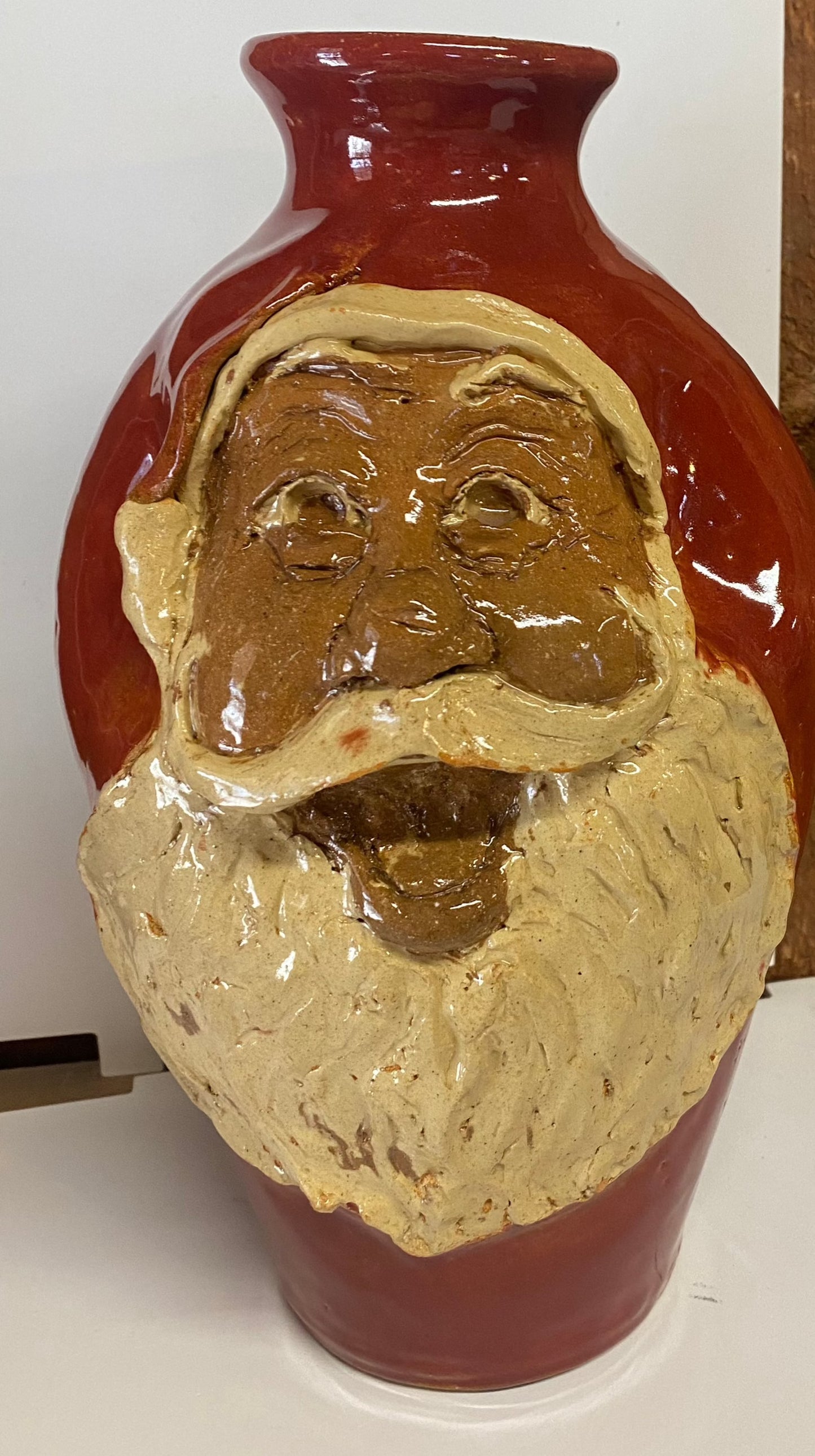 Santa Claus Face Jug St nick calhoun pottery handmade sculpted