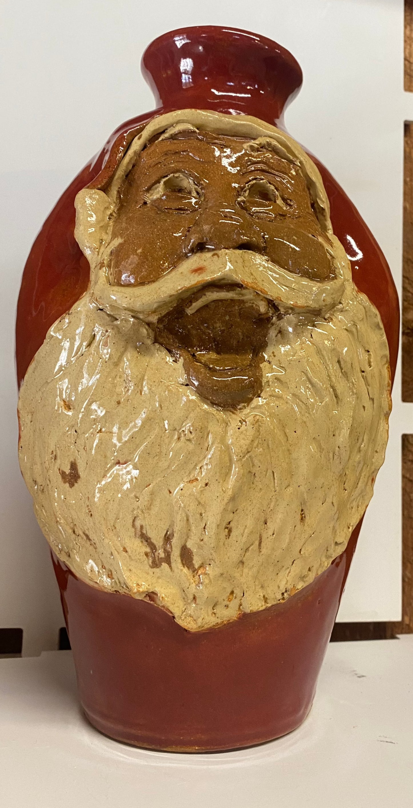 Santa Claus Face Jug St nick calhoun pottery handmade sculpted