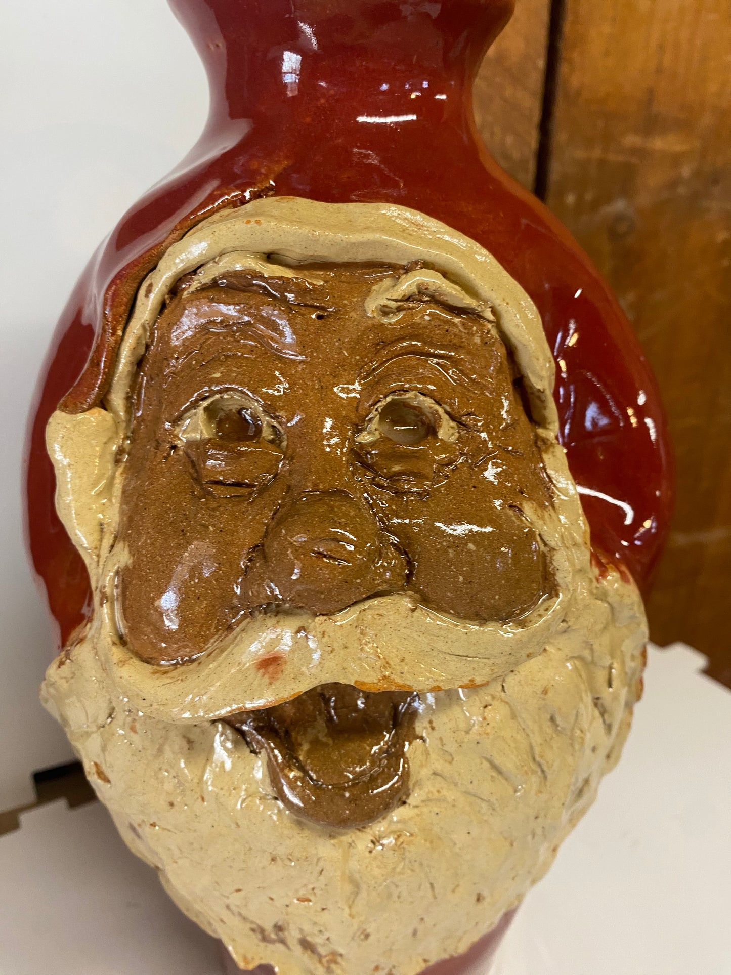 Santa Claus Face Jug St nick calhoun pottery handmade sculpted