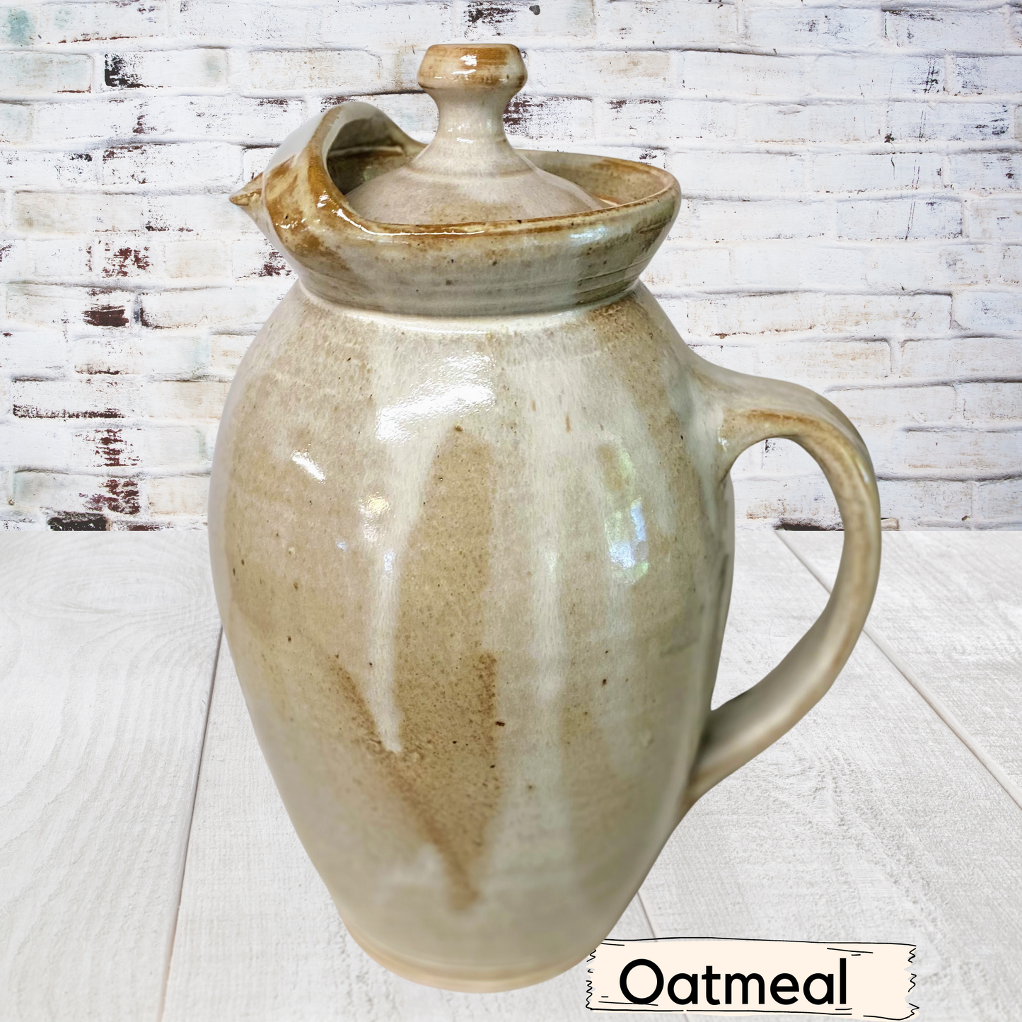 Large pitcher with lid tea, coffee, serving. Steep tea pottery handmade ceramic teapot