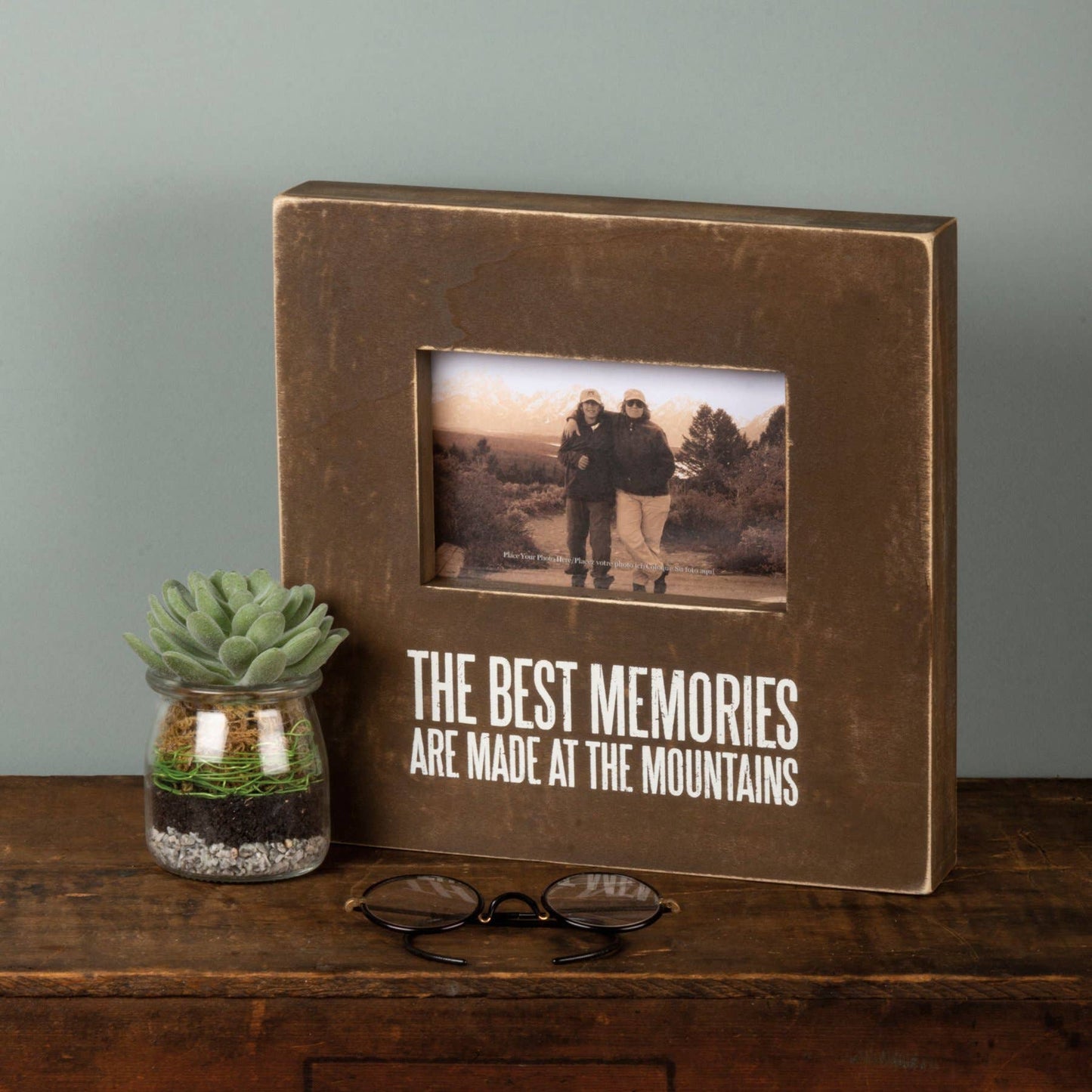 Wood picture frame brown best memories made in the mountains
