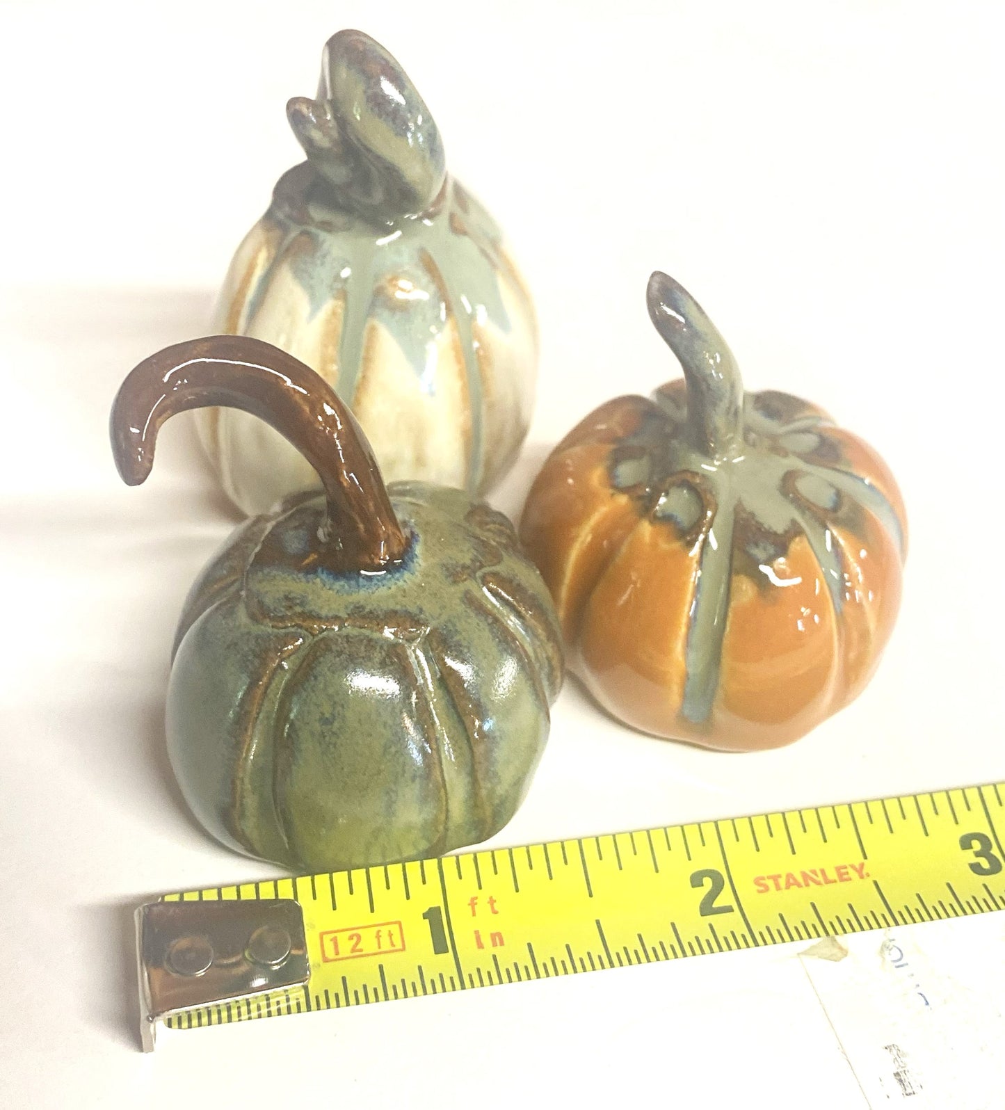 miniature pumpkins clay set of 3 hand made small fall decor for window sill or decor