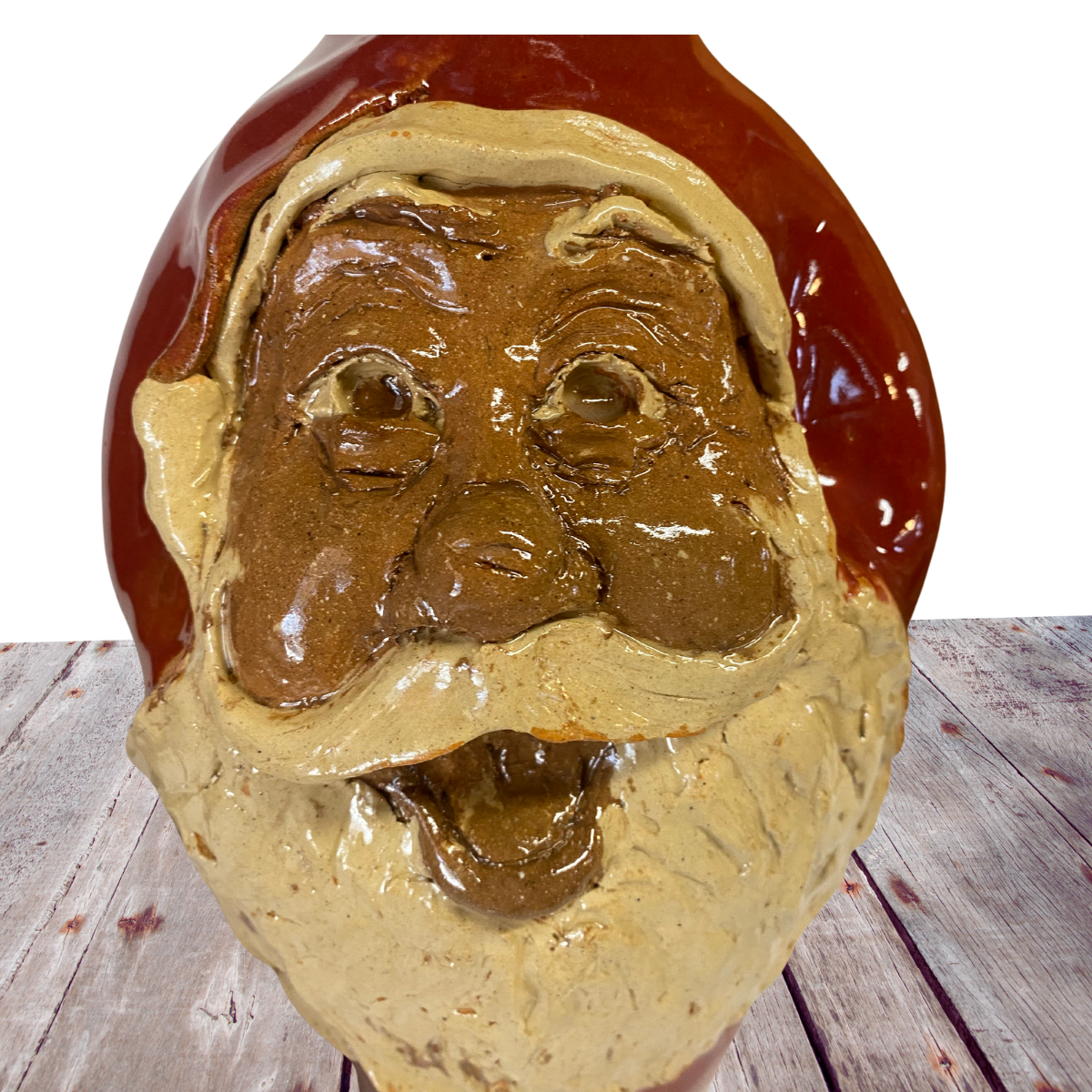 Santa Claus Face Jug St. Nick Michael Calhoun pottery handmade sculpted Old World Santa Christmas Folk art