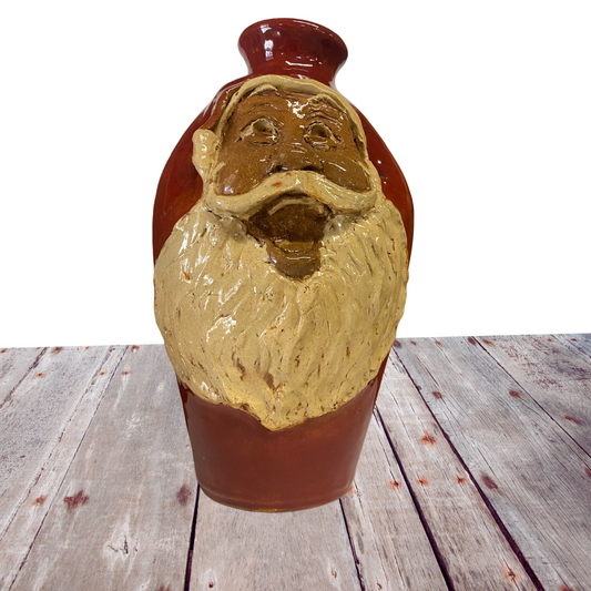 Santa Claus Face Jug St. Nick Michael Calhoun pottery handmade sculpted Old World Santa Christmas Folk art