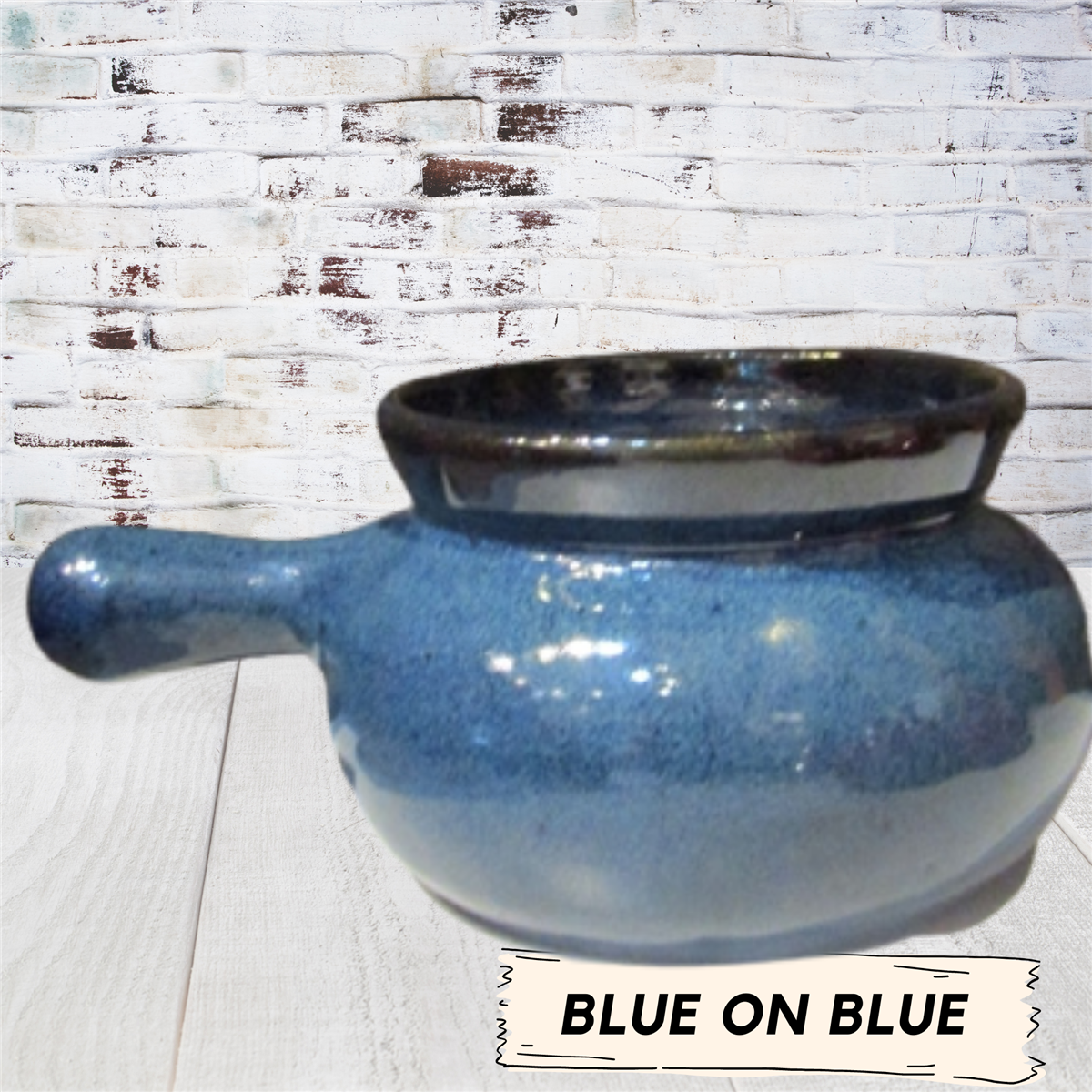 Chili bowl with long handle French onion soup bowl. Individual pottery bowl