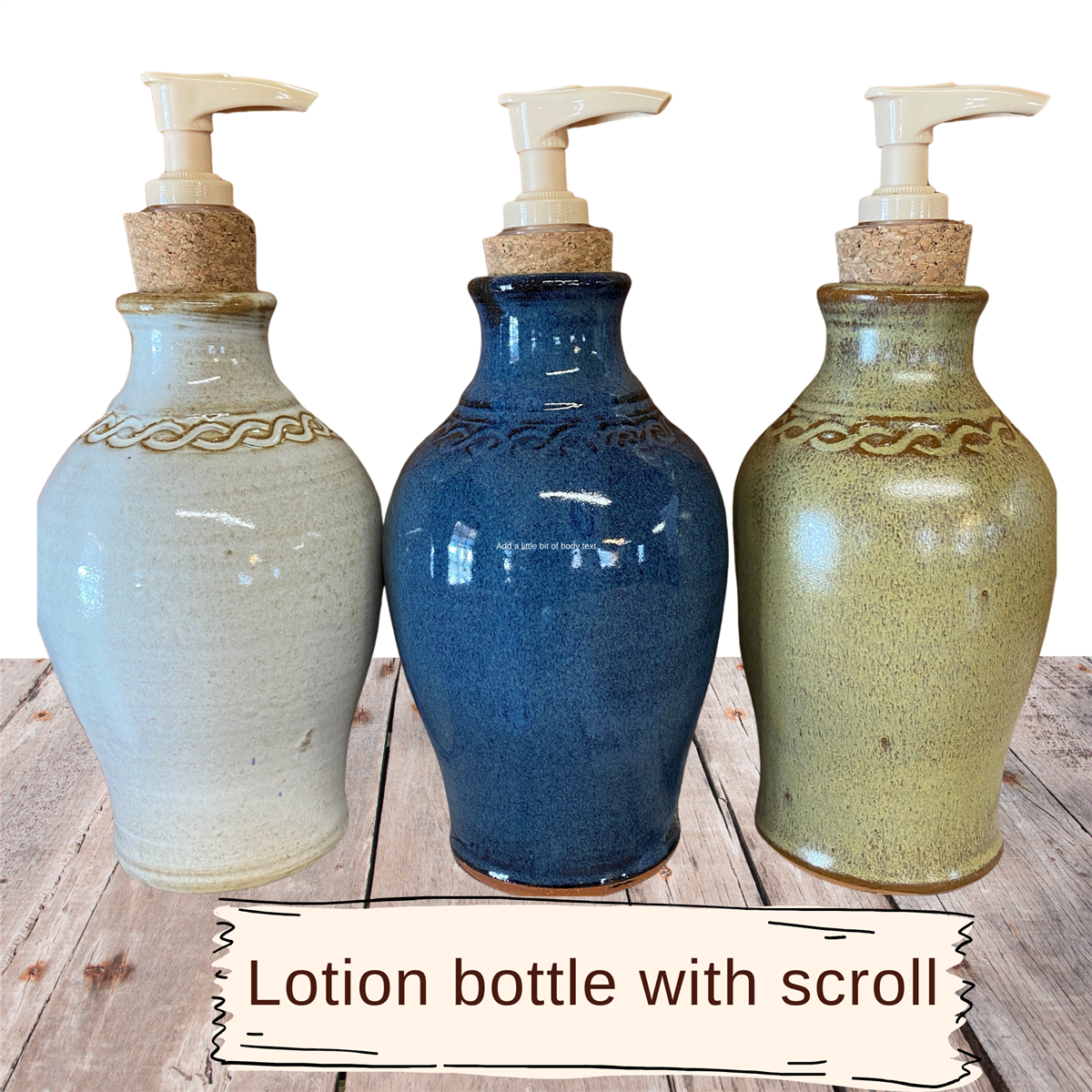 Liquid soap or hand sanitizer dispenser, handmade pottery lotion bottle. Ceramic with plastic pump cork stopper