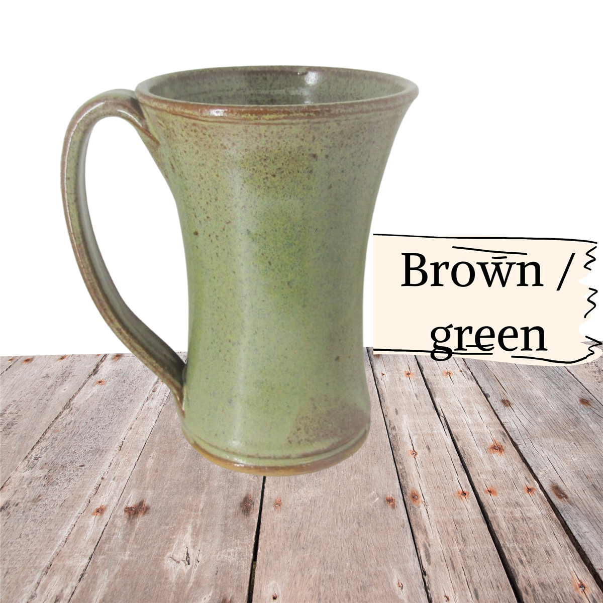 Coffee mug 12 ounces pottery with handle handcrafted. Fits under one cup coffee makers