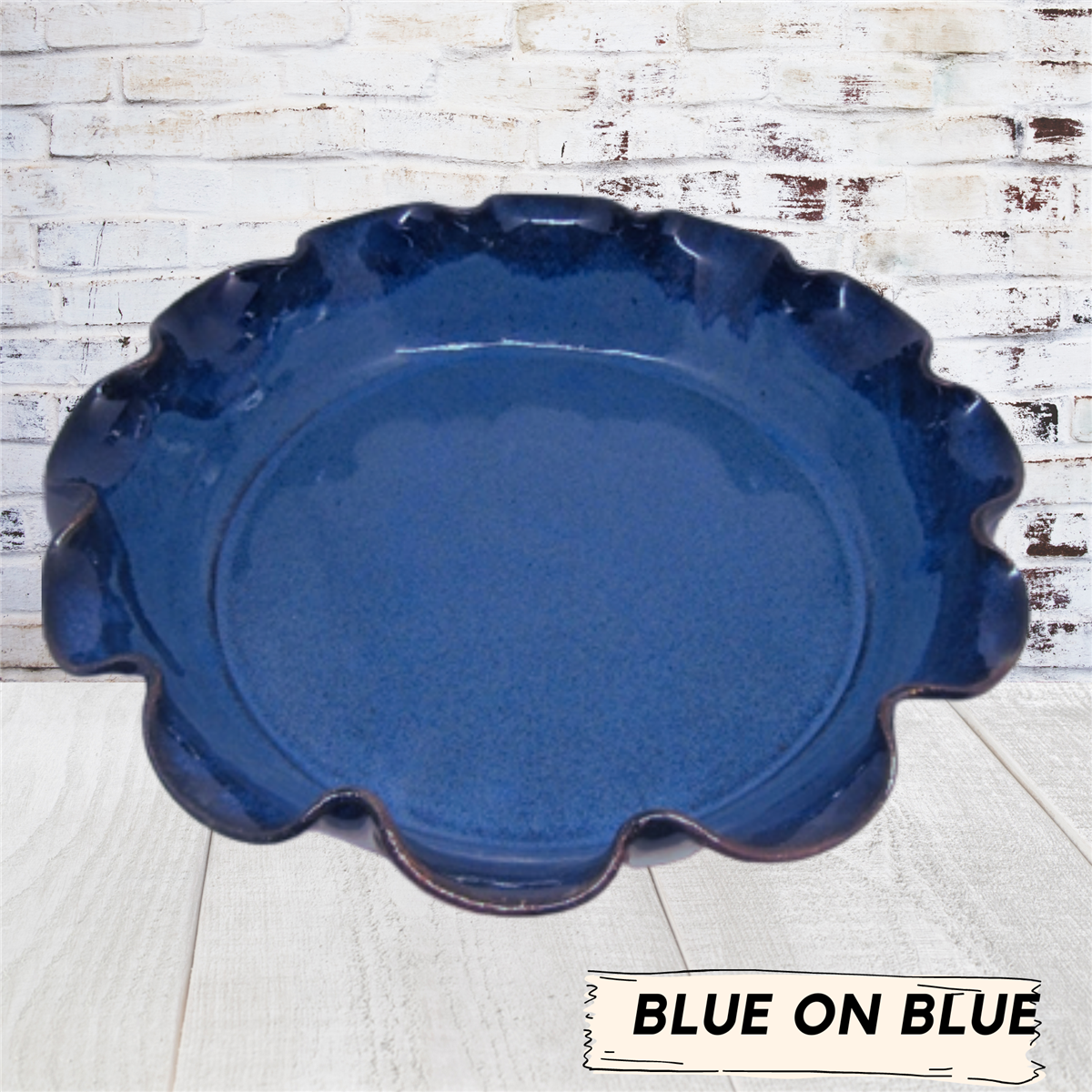 Ceramic pie plate handmade pottery baking dish shallow pan fluted edges for fruit pies