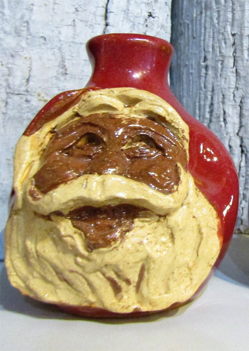 Santa Claus face Jug miniature handmade pottery hand sculpted