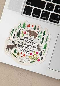 Natural Life stickers animals, big foot, happy camper, sloth