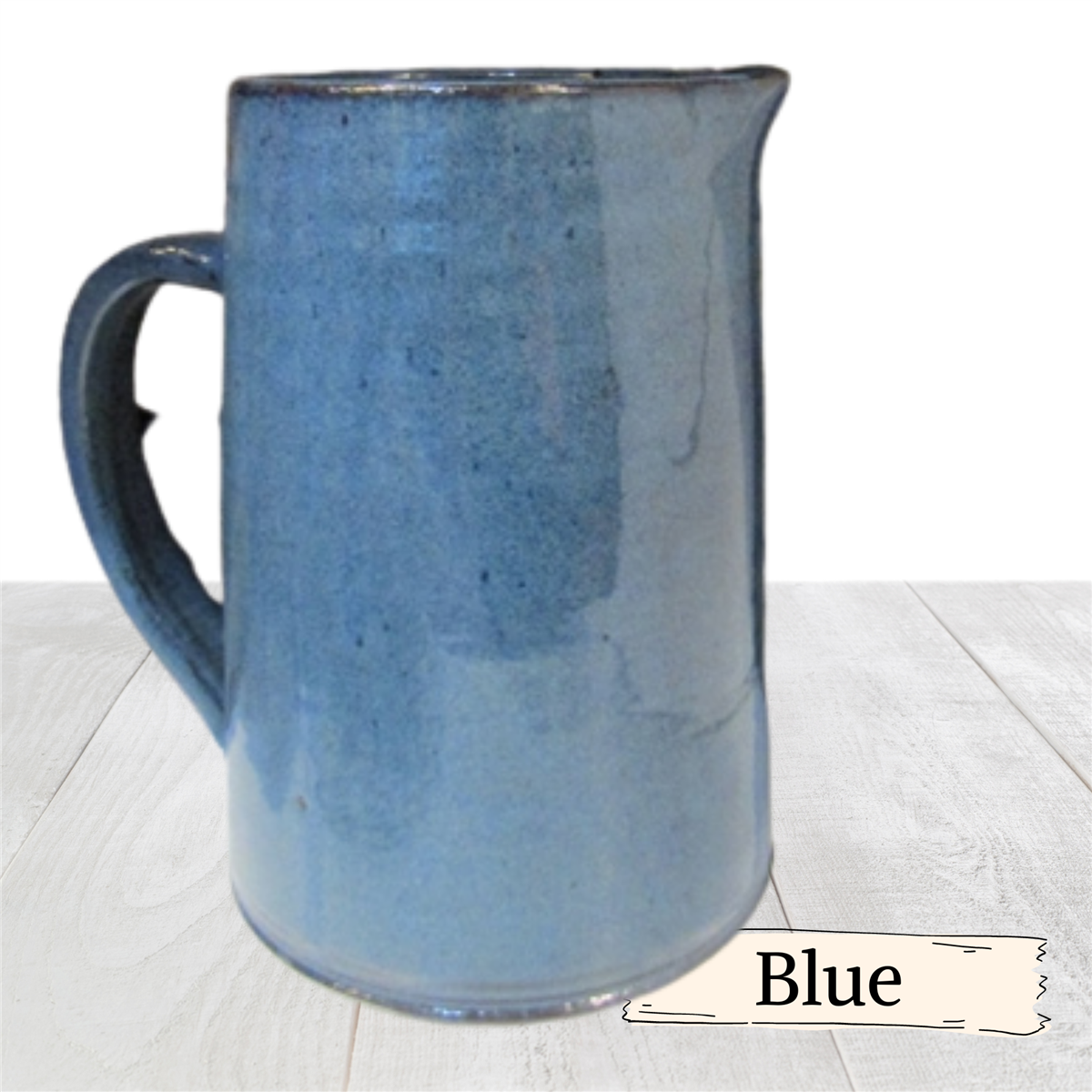 Large pottery pitcher with pour spout. Hot or cold liquids