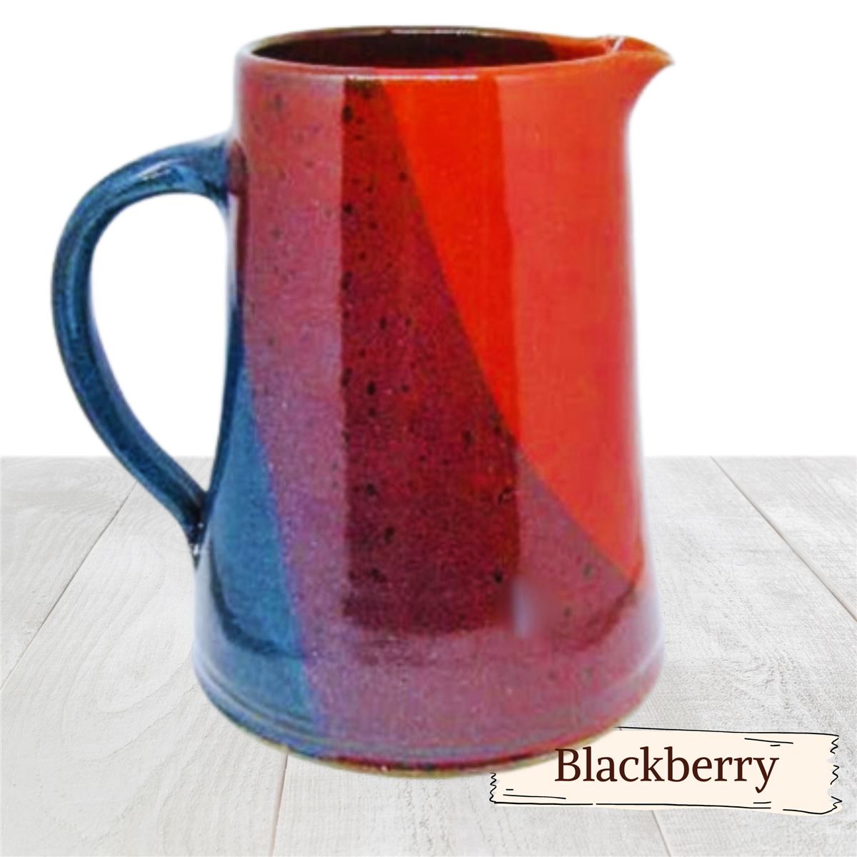 Large pottery pitcher with pour spout. Hot or cold liquids
