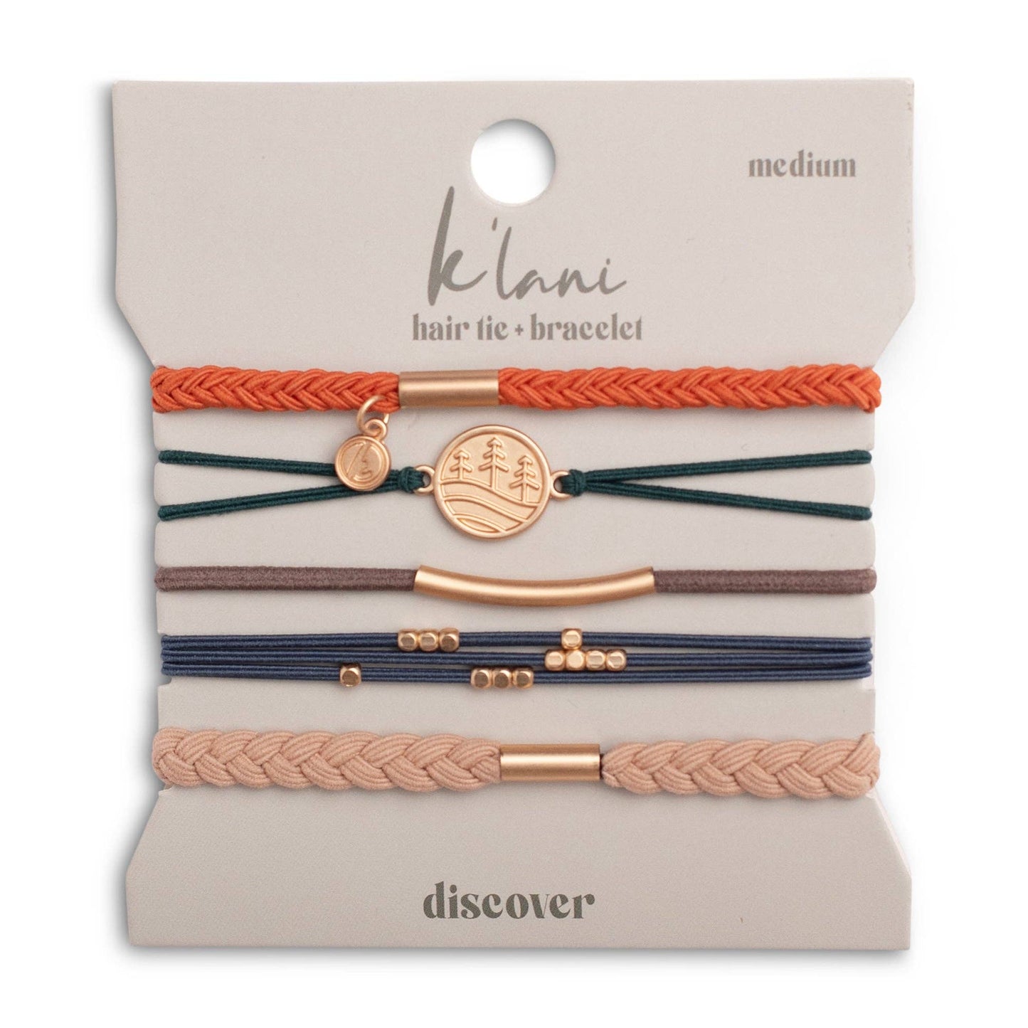 K'lani hair tie bracelets - "Discover" Gold Pine Tree Charm Hair Tie Bracelets