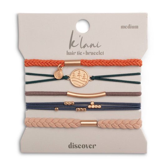 K'lani hair tie bracelets - "Discover" Gold Pine Tree Charm Hair Tie Bracelets