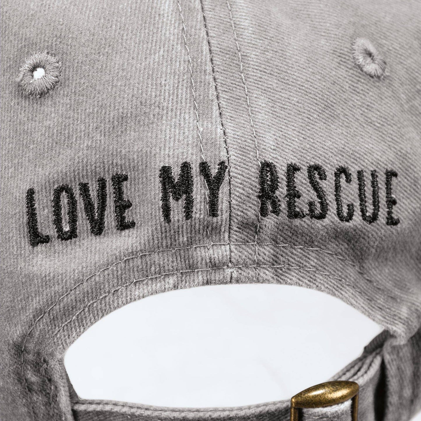 Love My Rescue Baseball Cap. White with black paw print. Adjstable.