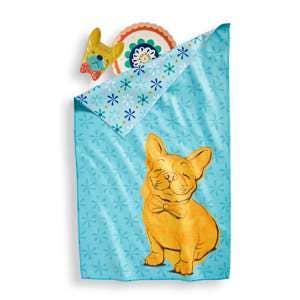 Frenchie dog Blue Multi Dishtowel Super Absorbent. Eco Friendly, Recycled towl