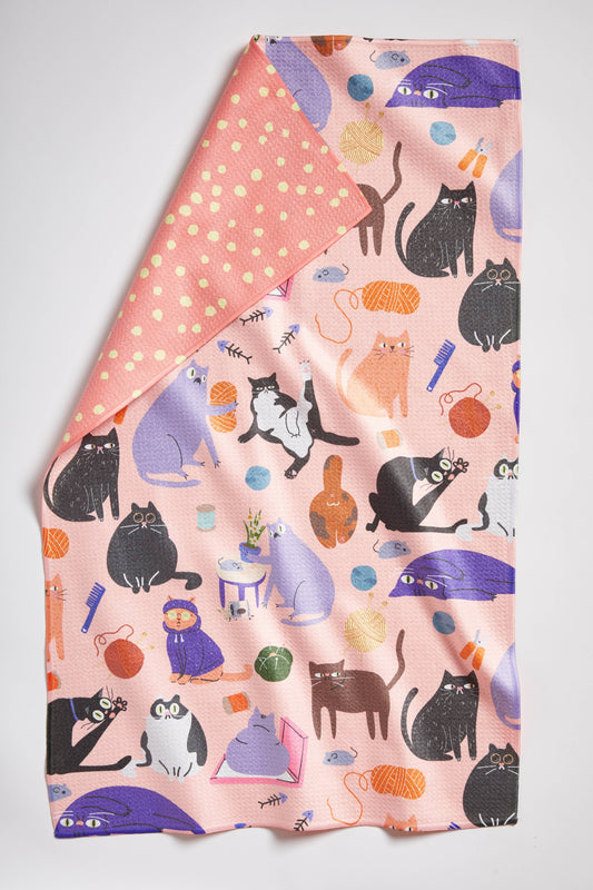 Dishtowel Multi Super Absorbent Cat design recycled towel machine washable