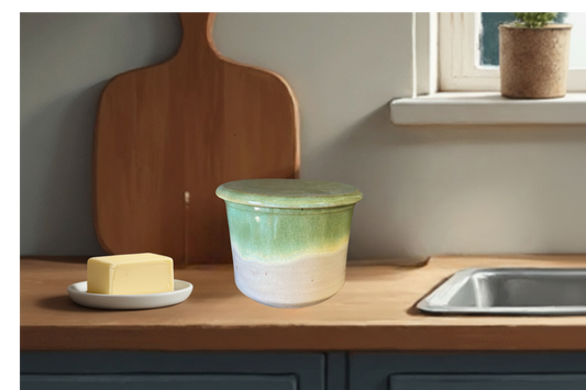 French butter dish, no need to refrigeration needed. Margerine bowl