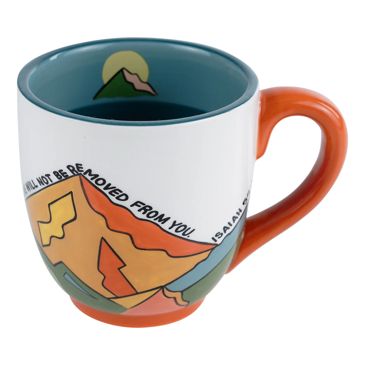 Ceramic mug 16 ounce with Bible verse Isaiah 54:10  Though the mountains move, I will not depart from you.