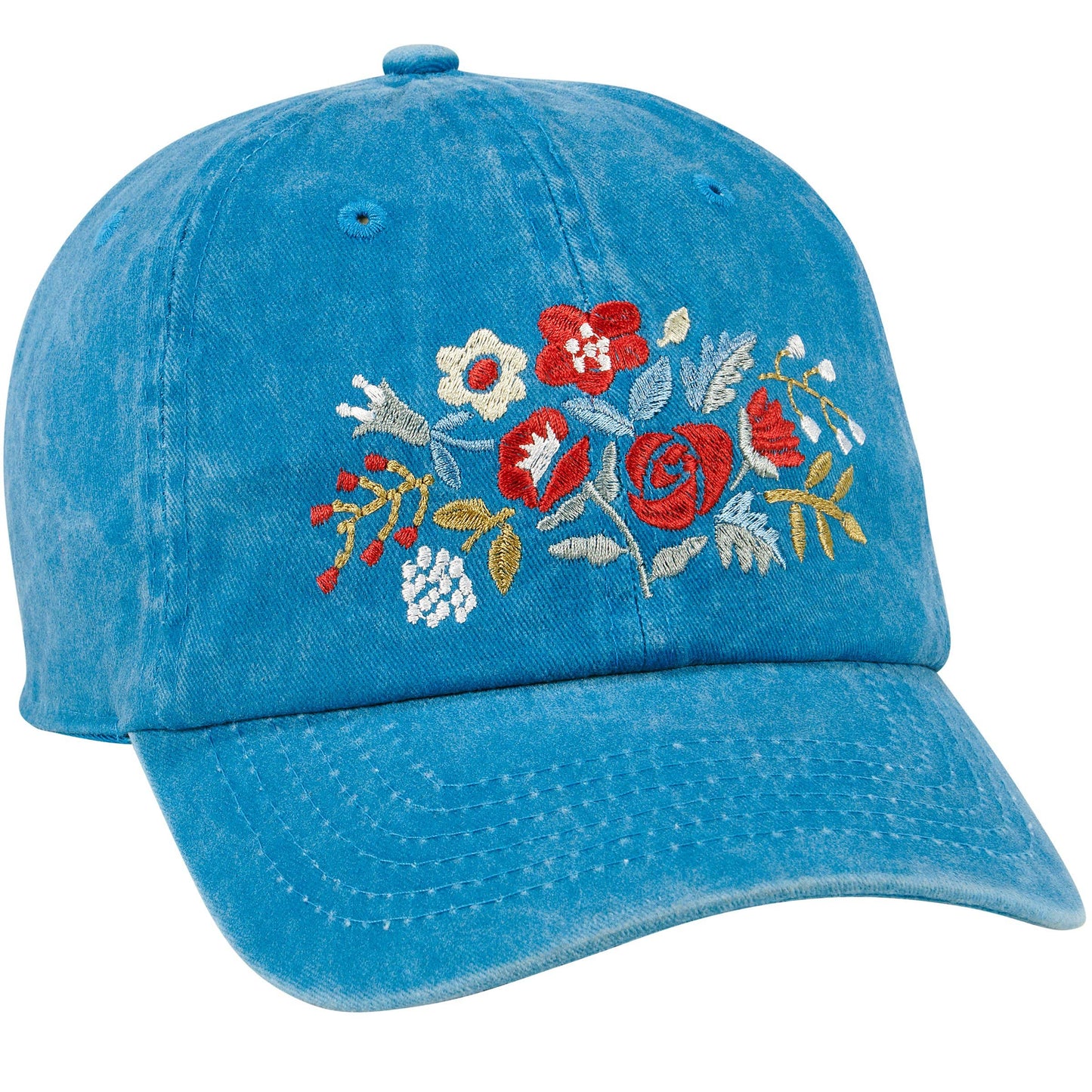 God Bless America Baseball Cap. Red white blue with flowers 250 years