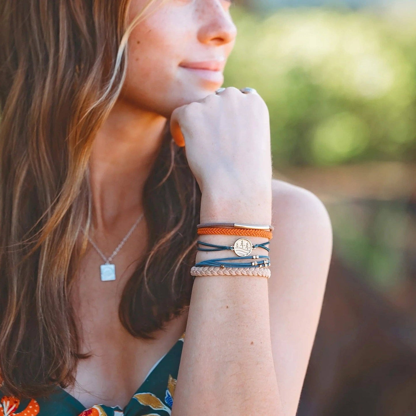 K'lani hair tie bracelets - "Discover" Gold Pine Tree Charm Hair Tie Bracelets