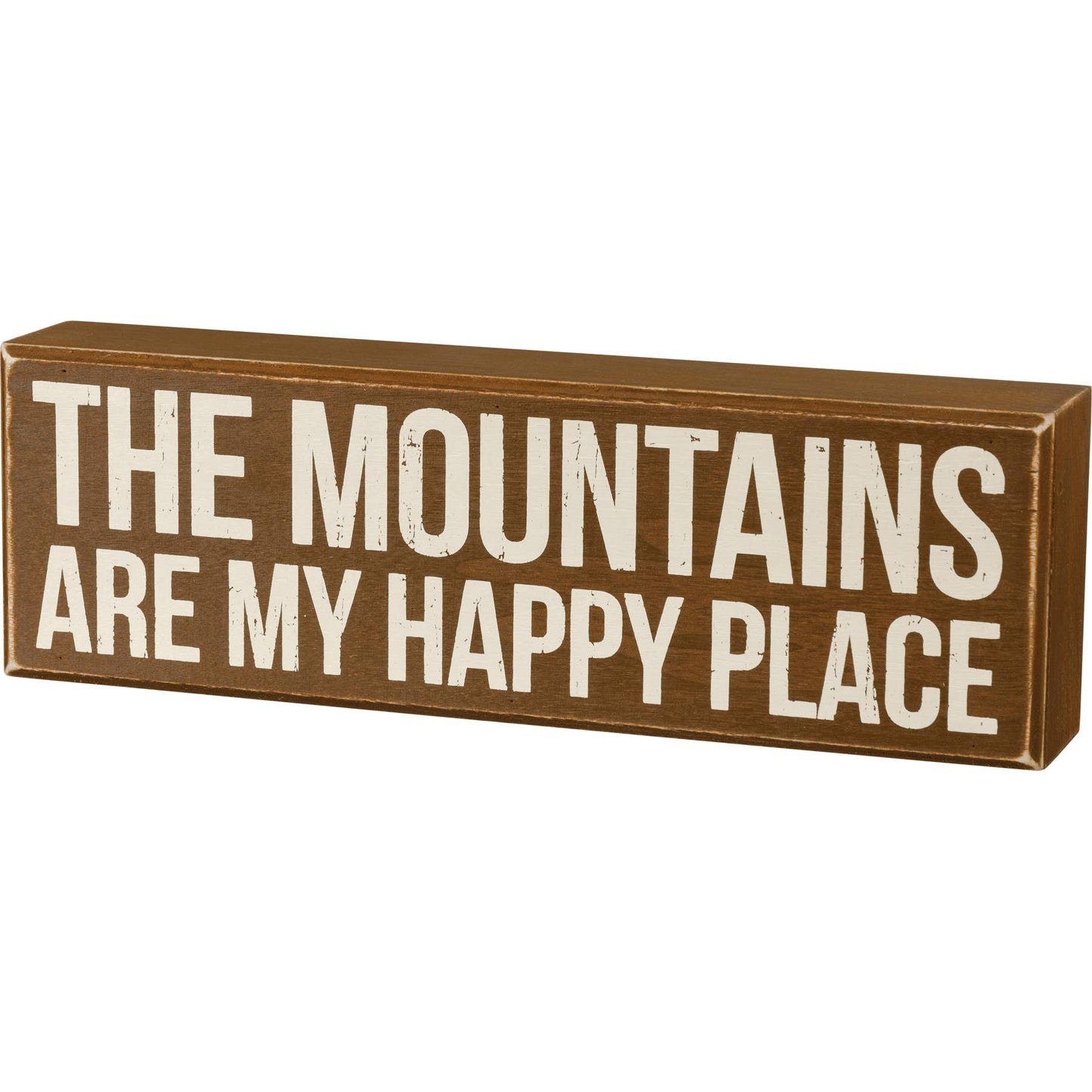 wood box sign the Mountains are my happy place horizonal home decor