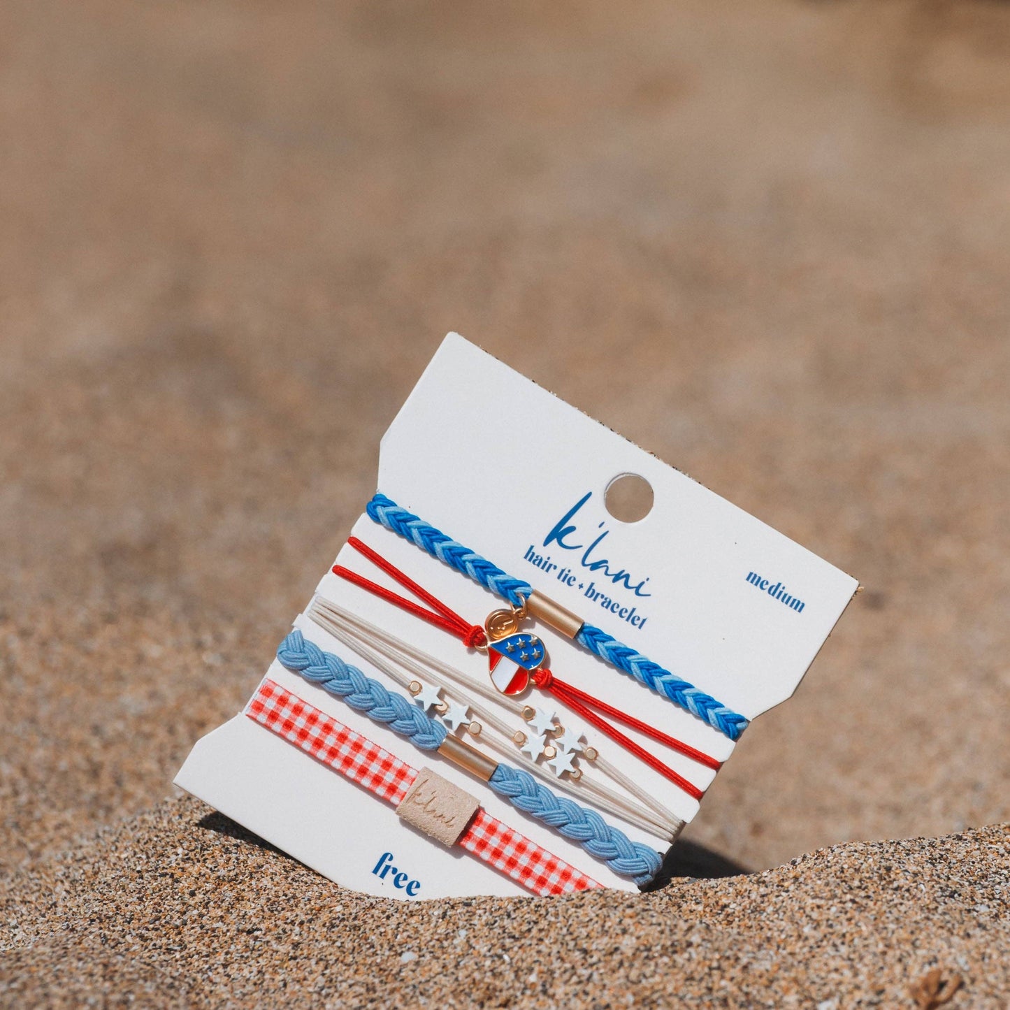K'lani hair tie bracelets - "Free" Patriotic Hair Tie Bracelets set of 5