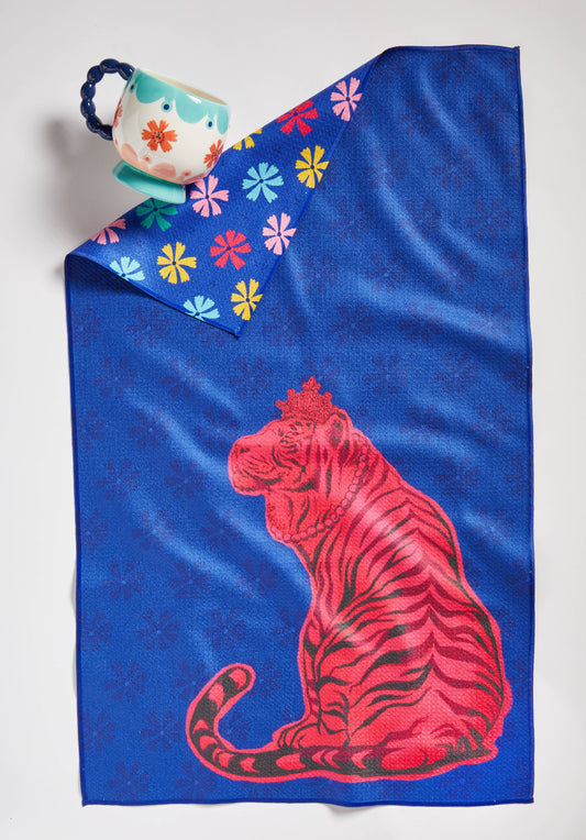 Super Absorbent Dish cloth. Eco conscious  design . Blue tiger design