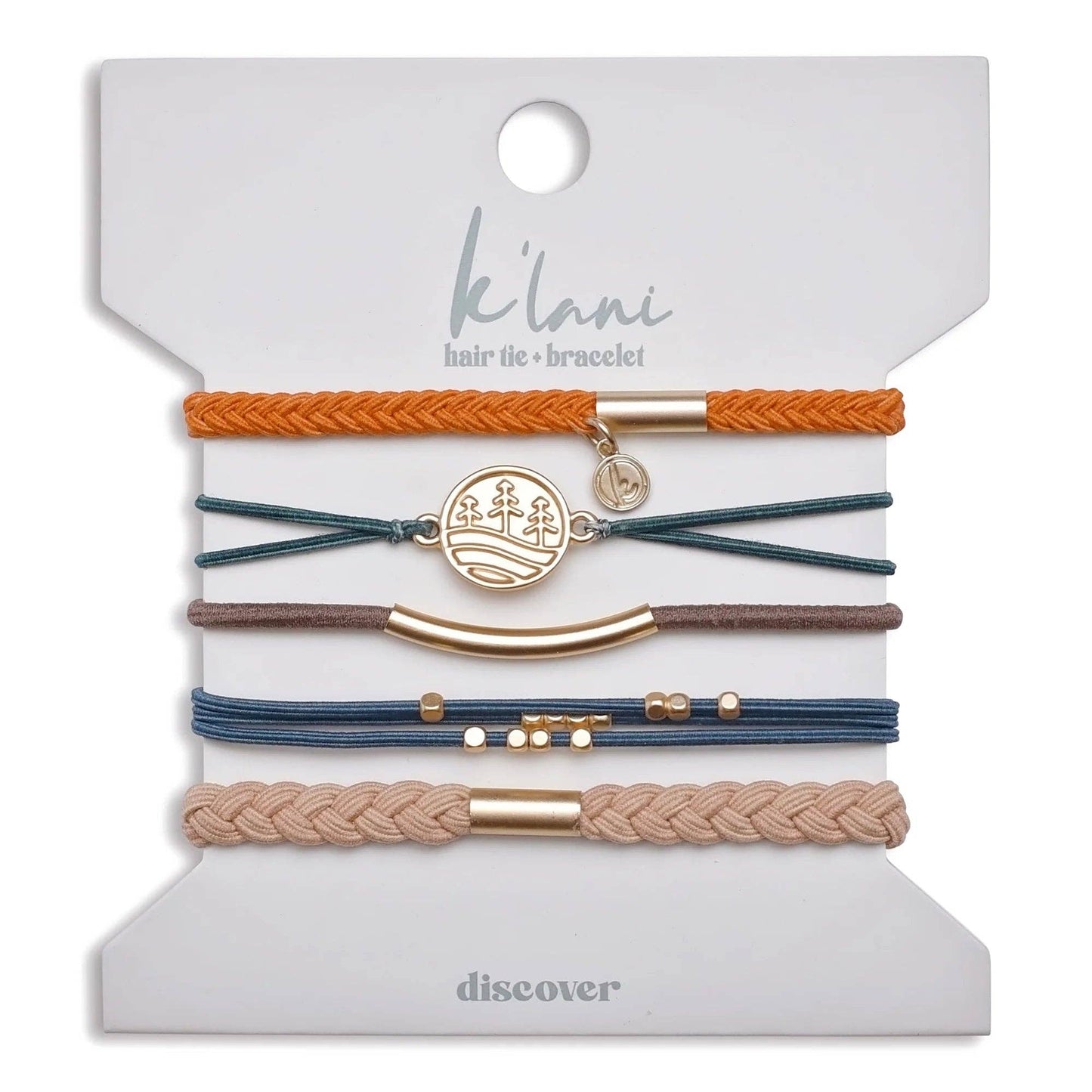 K'lani hair tie bracelets - "Discover" Gold Pine Tree Charm Hair Tie Bracelets
