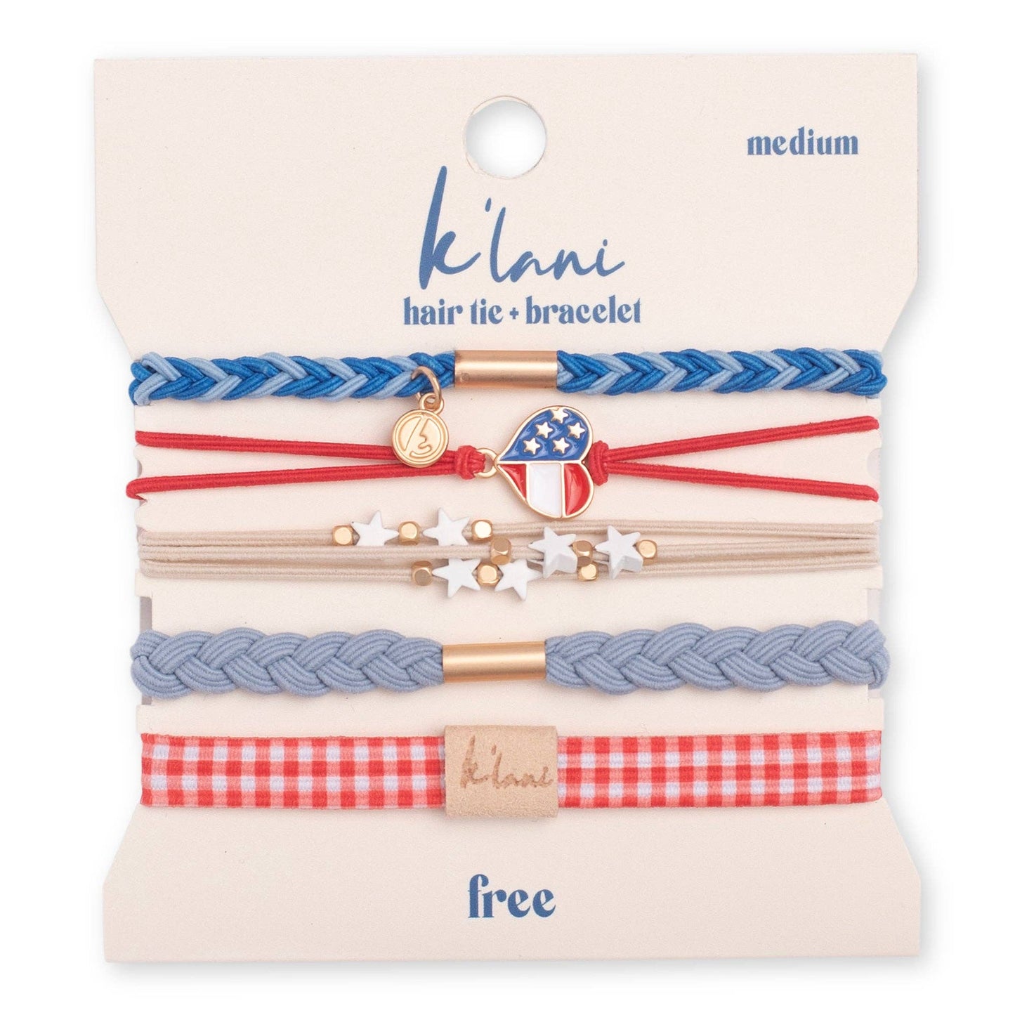 K'lani hair tie bracelets - "Free" Patriotic Hair Tie Bracelets set of 5