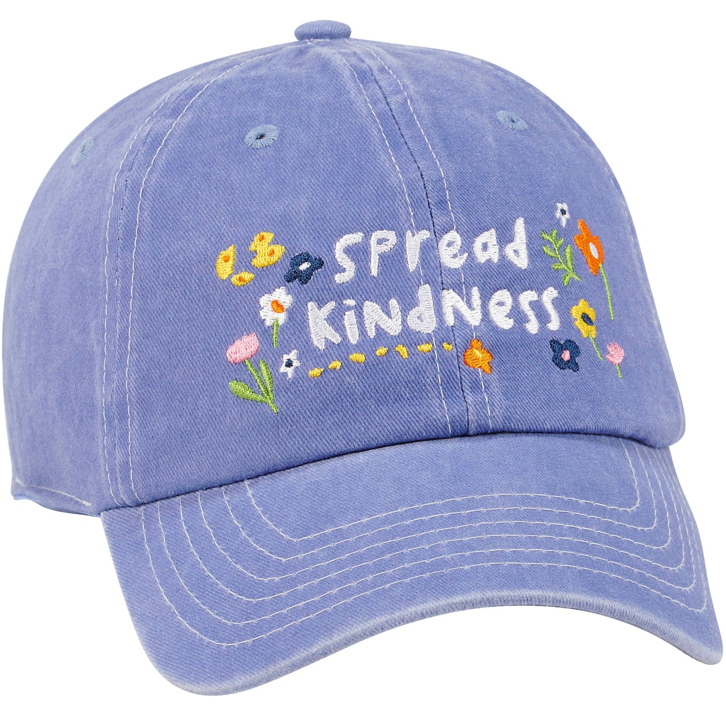 Spread Kindness Baseball Cap blue hat with flowers adjustable