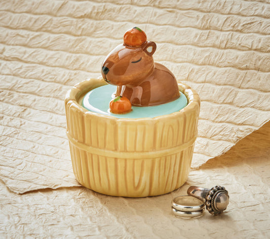 Capybara Lidded Trinket Box ceramic