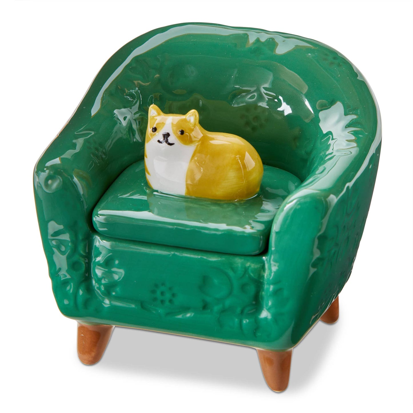 Orange Cat in Chair Lidded Trinket box by TAG