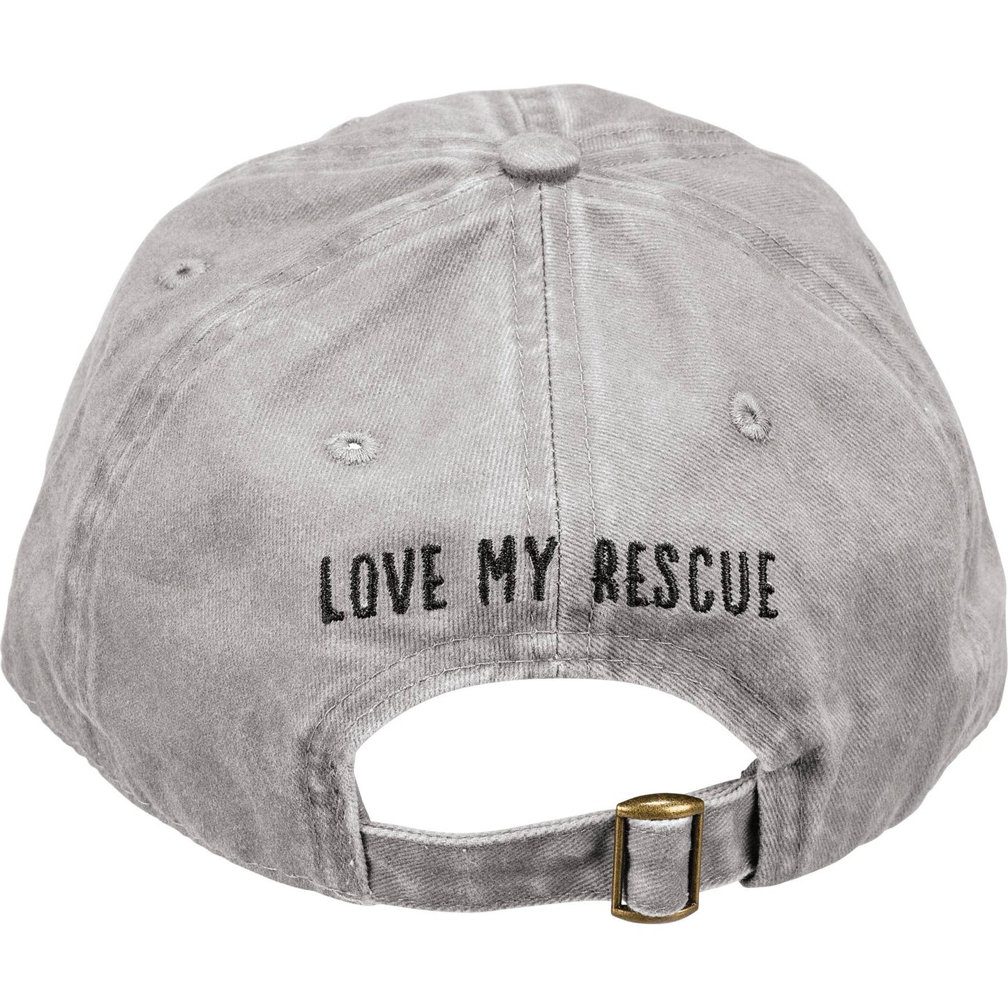 Love My Rescue Baseball Cap. White with black paw print. Adjstable.
