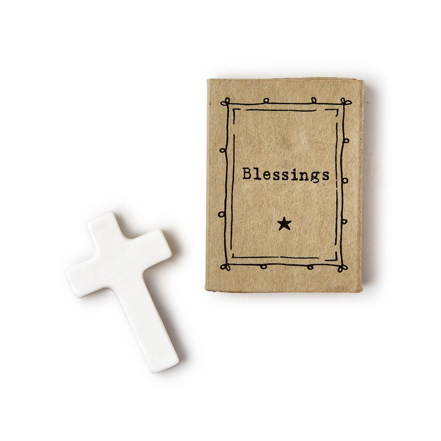 Porcelain East of India. matchbox gift box. Cross Blessings. Faith base gift.