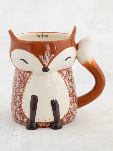 Fox shape mug ceramic cup by Natural Life cup shaped like brown fox.