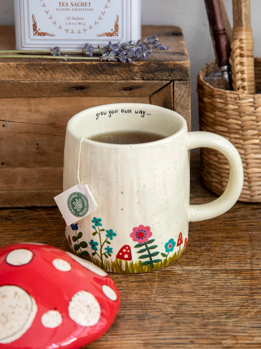 Mushroom mug with lid. Ceramic coffee cup by Natural Life cup shaped like mushroom
