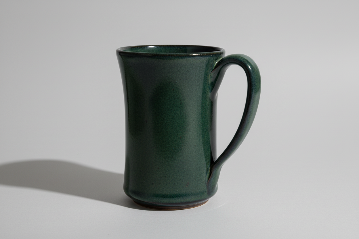 Pottery cup green bluegrass color 