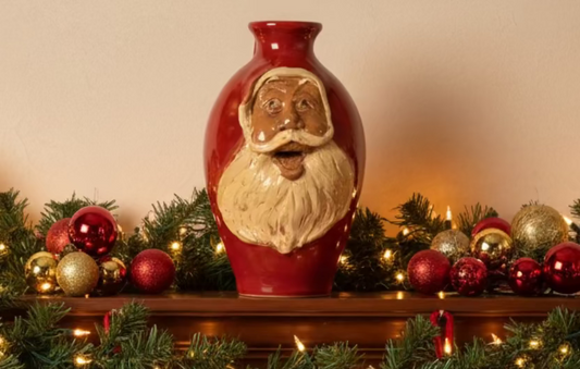 Santa Claus Face Jug St nick calhoun pottery handmade sculpted