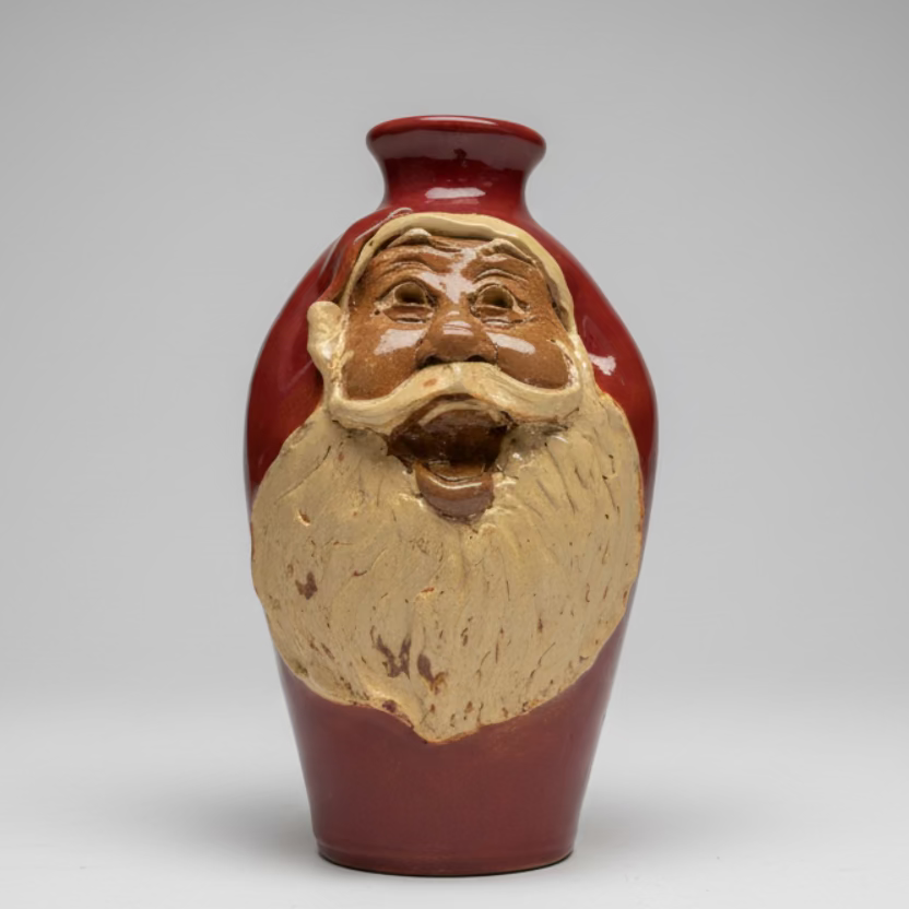 Santa Claus Face Jug St nick calhoun pottery handmade sculpted