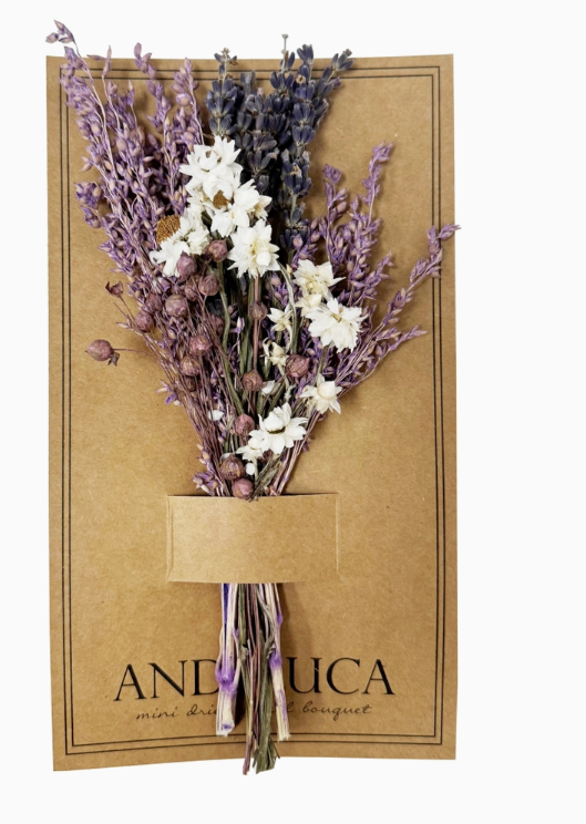Dried flower bundle Lavender, flax, ammobium-flower. Mini bouquet arrangement Wildflowers