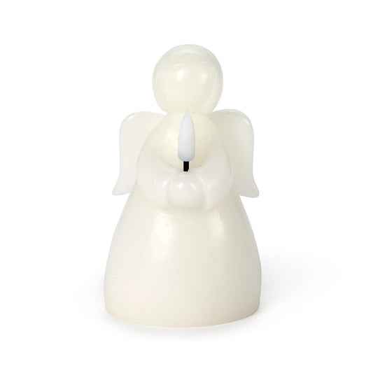 Angel LED light up. Looks and feels like wax. Flameless candle decor in gift box.
