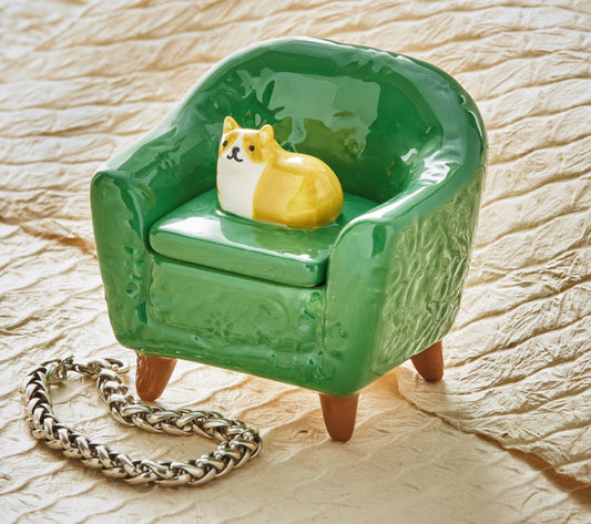 Orange Cat in Chair Lidded Trinket box by TAG