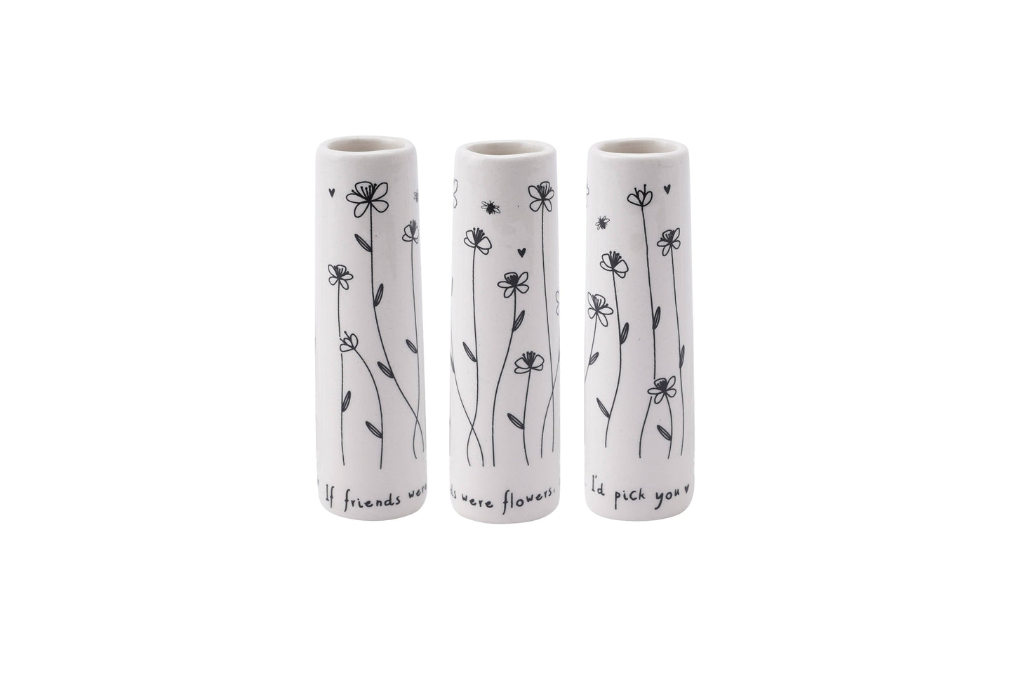 CGB Giftware - Small ceramic vase If friends were flowers I'd pick you. White and Black