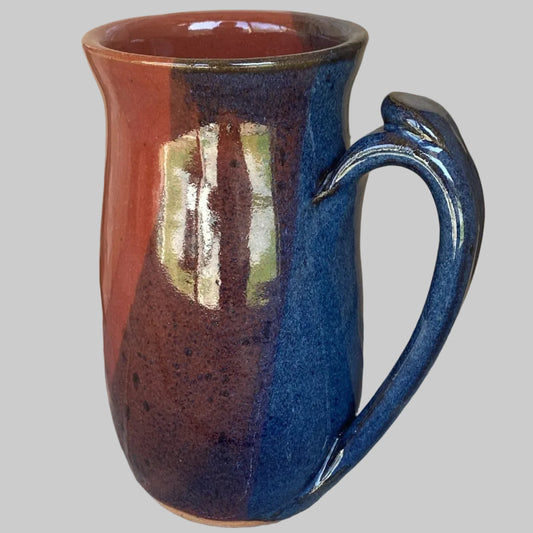 Coffee mug 12 ounces handmade pottery thumb grip tall cerami