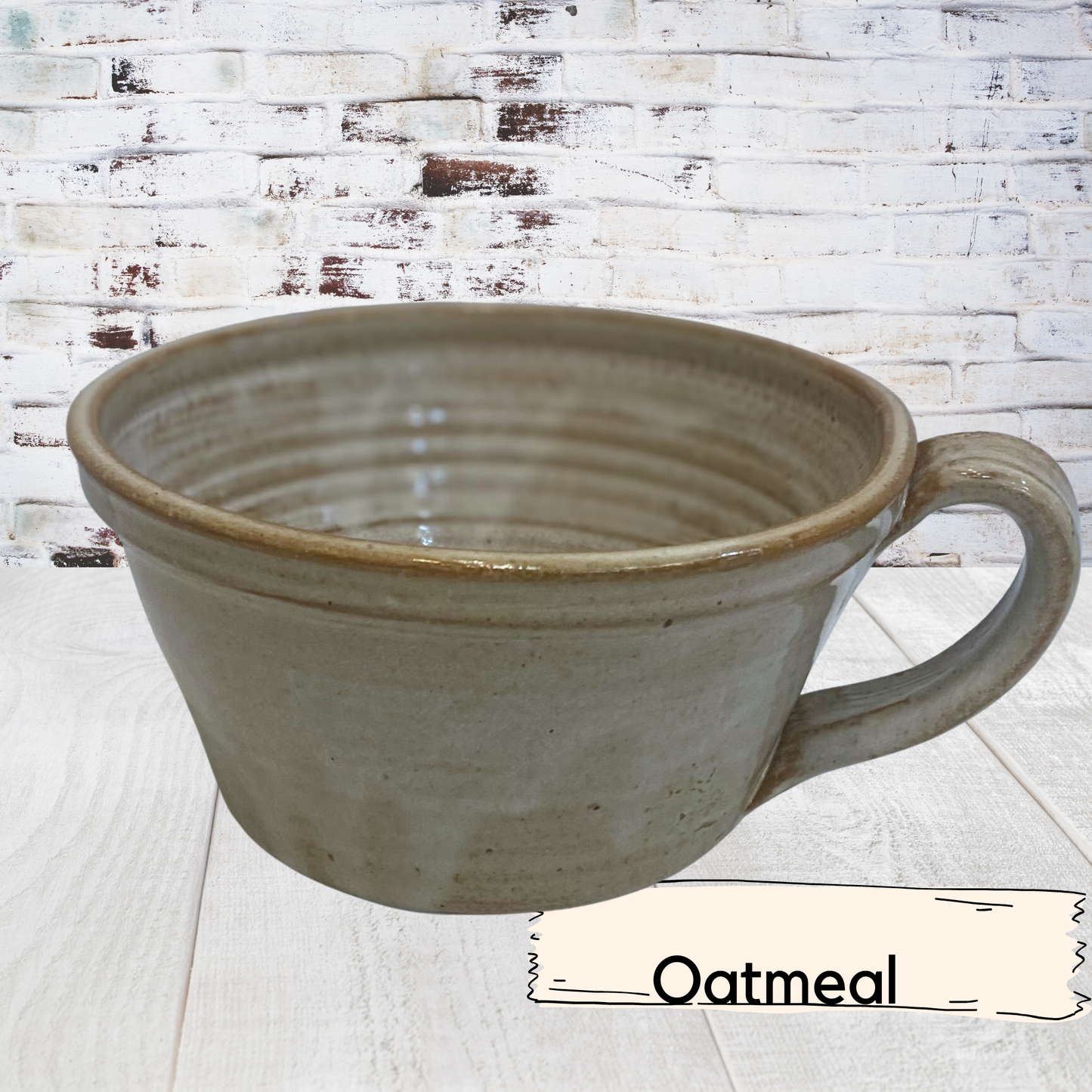 Cereal bowl with handle for chili soup and salad handmade pottery